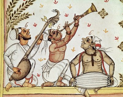 Detail of Indian musicians, from Storia do Mogor; or, Mogul India 1653-1708 by Niccolao Manucci, translated by Stefano Nivibus Cardeira, Venice, 1731 by Italian School